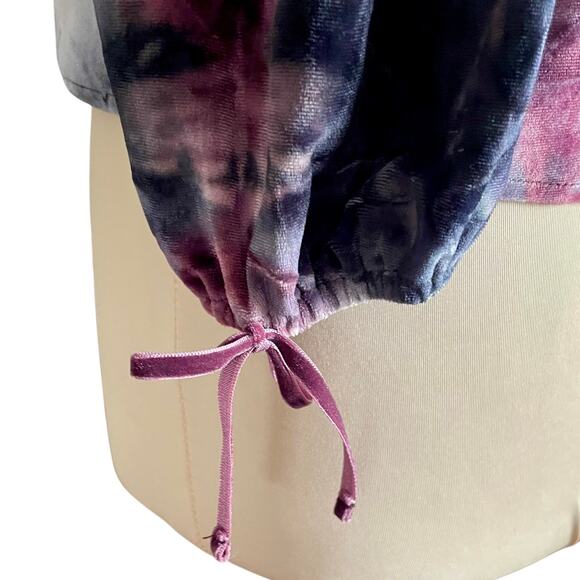 American Eagle Purple Tie Dye Crushed Velvet Off Shoulder Top MED Fairy Grunge - Picture 5 of 9